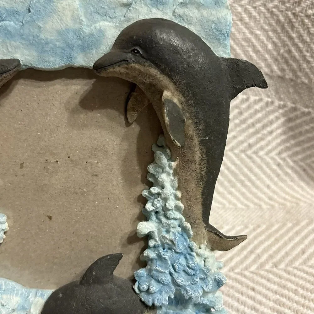 Vintage Dolphin Photo Frame 3D Colorful Holds 3-1/2